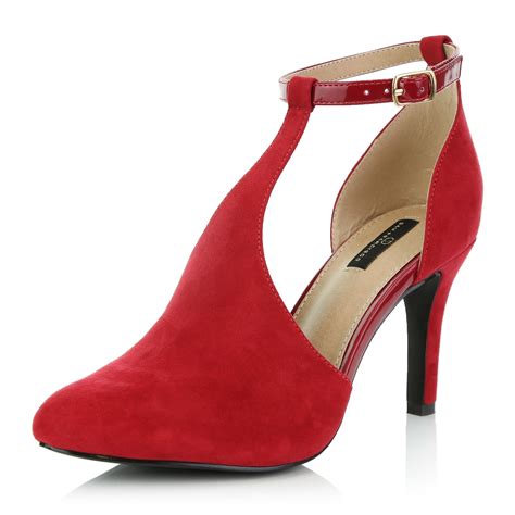 red high heel shoes with ankle strap